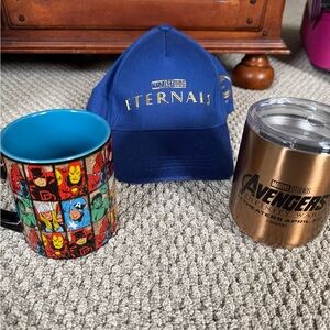 Marvel Blue Cap and Gold Tumbler Set